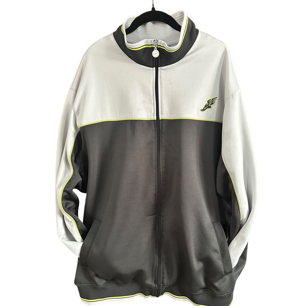 Nike Track Jacket Mens XL Grey Charcoal Good Neon Lime Color Block Activewear